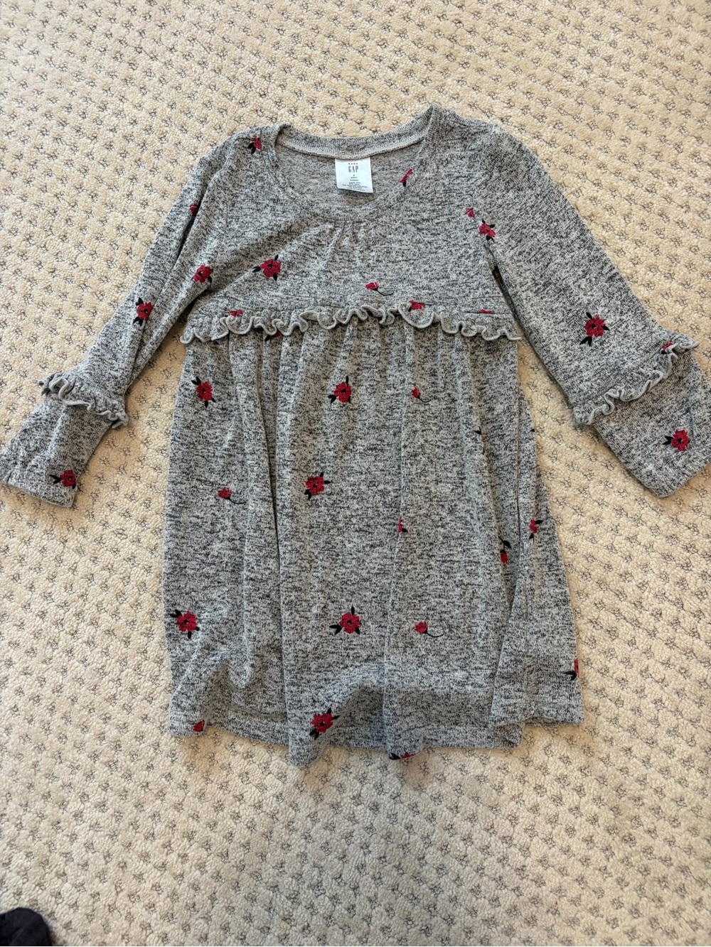 Zara Cream & Gray Floral Two-Piece Girls Set - Picture 2 of 5